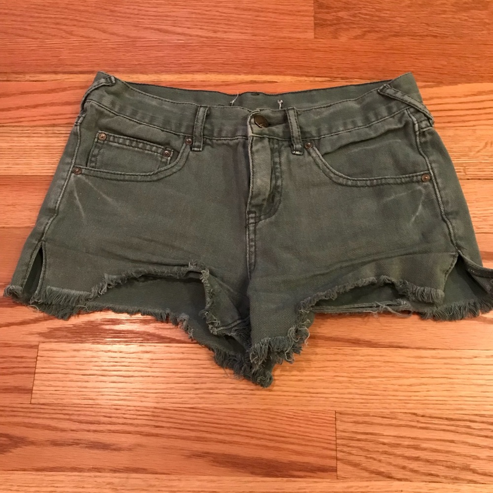 Free people green denim shorts